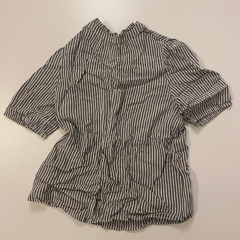 Striped High Collar Blouse